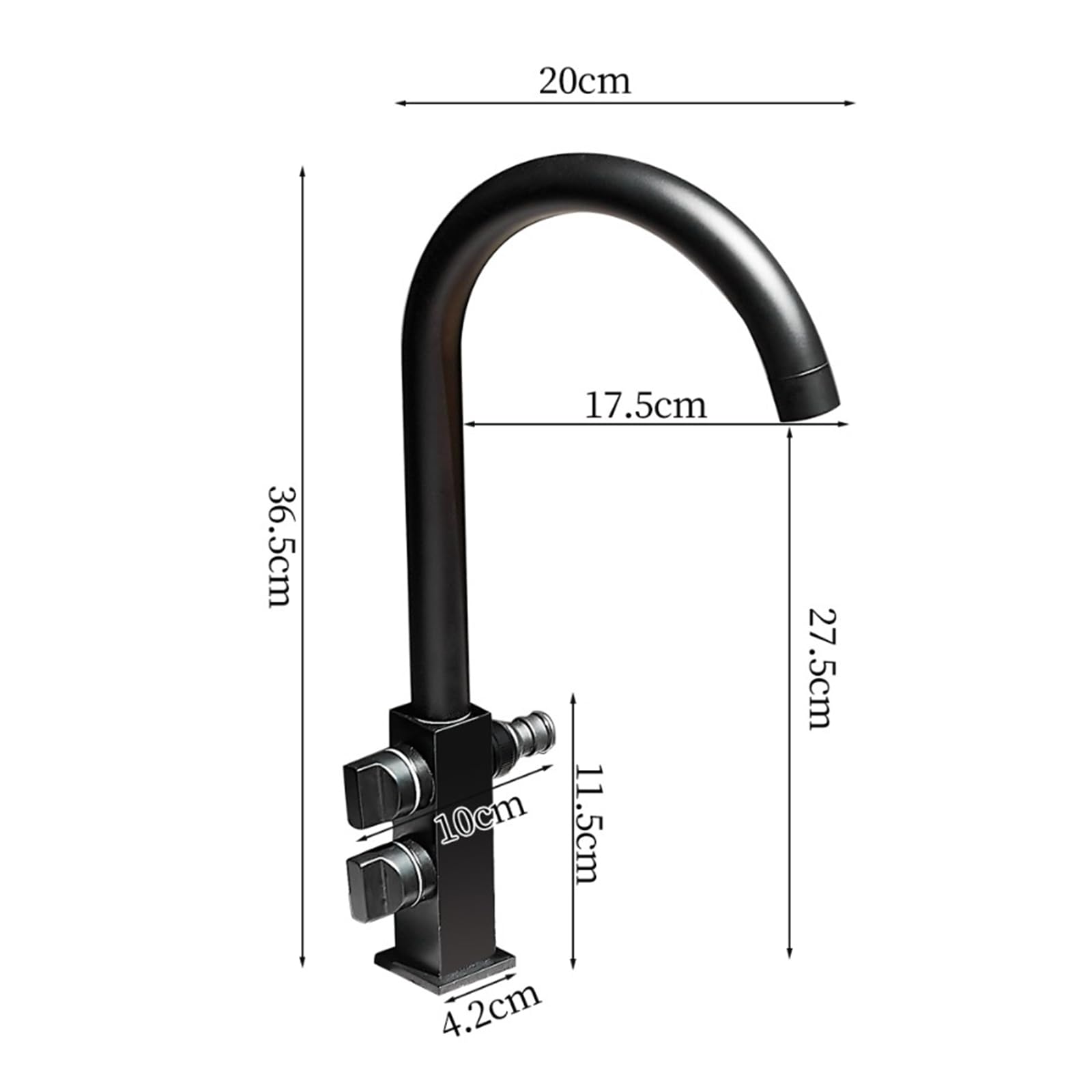 Grifo Fregadero Exterior Solo Agua Fria Grifo Lavadora Doble Salida 1/2 Grifos De Lavabo Solo Orificio,Negro
