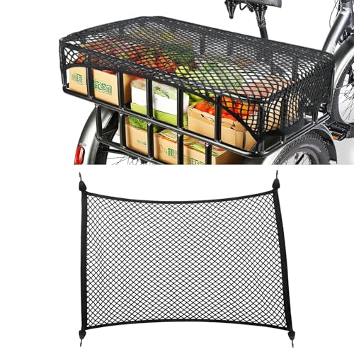 MARCHFA Stretch Mesh Cargo Bag 55cm*45cm Universelles Ladenetz 4 Haken Stretch-Mesh-Abdeckung für Elektro-Dreirad Sicheres Ladungsmanagement