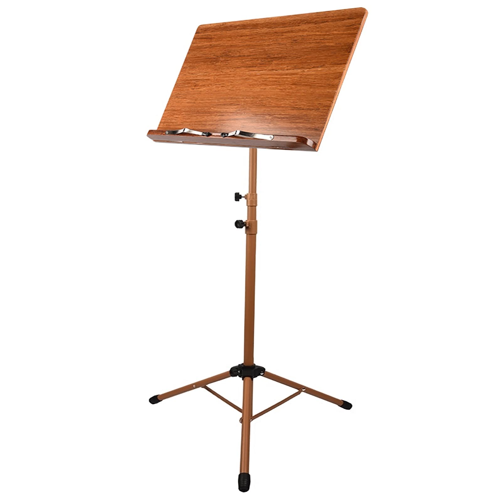 Atril de bambú plegable para partituras, atril de metal portátil, carpeta para partituras para teclado, soporte para proyector, atril portátil, soporte para computadora portátil, altura ajus