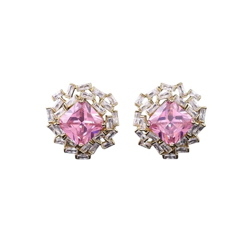 Boucles d'oreilles moissanite carrées femme or bijoux cristal