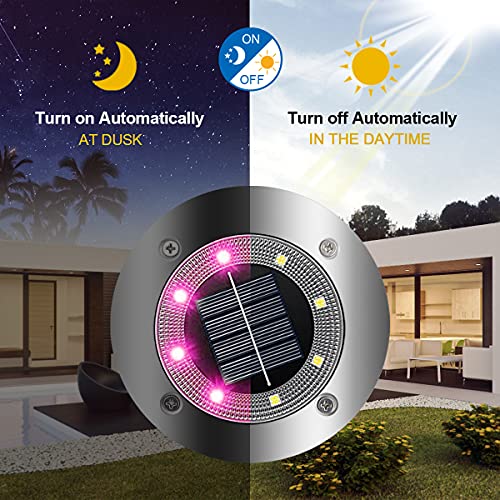 EXTRASTAR Solar Light for Outdoor Garden, Multicolor Solar Ground Lights with 8 LEDs Chips, (4 Pack), RGB Color Changing IP65 Waterproof Solar Powered Pathway Lights, Outdoor Landscape Lamp - Image 5