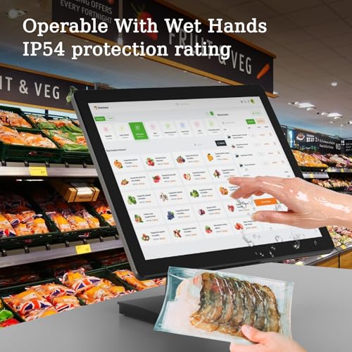 Image of 17 inch POS Touch Screen Monitor, Full HD 1280 x 1024 Capacitive Touchscreen with HDMI /VGA Input, Heavy-Duty Metal Stand, for Retail, Restaurant, Bar, Gym, Warehouse and POS System