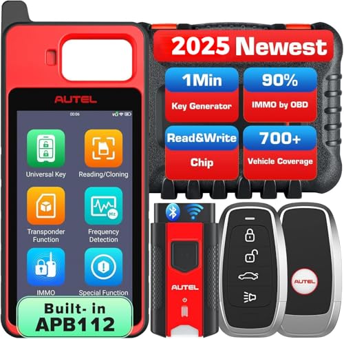 Autel Diagnosis MaxiIM KM100 (X) Programador Llaves, 2025 Igual que Herramienta Programación KM100 KM100E, Aprendizaje OBD para 99% Vehículo, APB112 Integrado, Escaneo Autos Lite de IM508S IM608 PRO 2