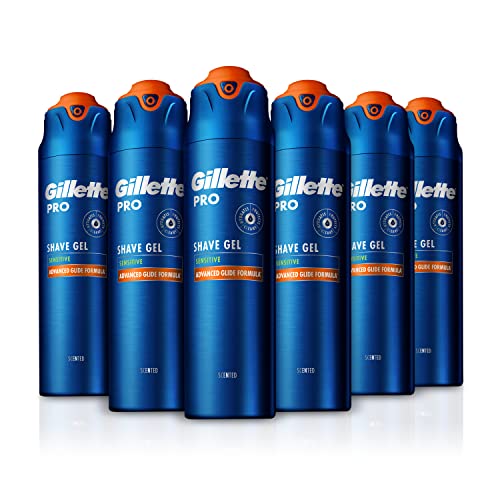 Gillette Pro Rasiergel für Herren für empfindliche Haut, Packung mit 6 x 200 ml, spendet Feuchtigkeit und beruhigt die Haut