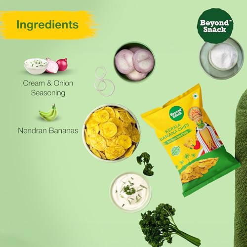 Image of Beyond Snack Nendran Kerala Banana Chips | Sour Cream Onion Parsley | Thin Crunchy Crispy Snack |600g (100g*6packs)