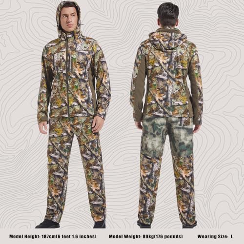 Image of UIIHUNT Hunting Clothes for Men with Fleece Lining: Safety Strap Compatible Water Resistant Silent Hunting Jacket and Pants