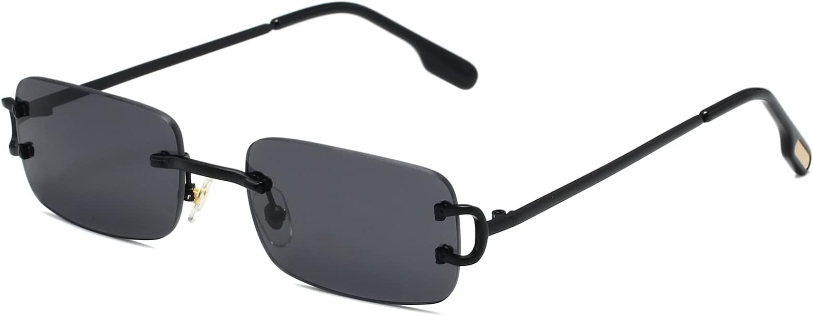 Rimless Rectangle Sunglasses for Women Men,Retro Frameless Eyewear Sun Glasses