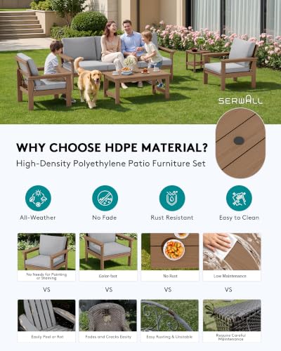 Image of SERWALL HDPE Outdoor Patio Furniture Set Outdoor Couch