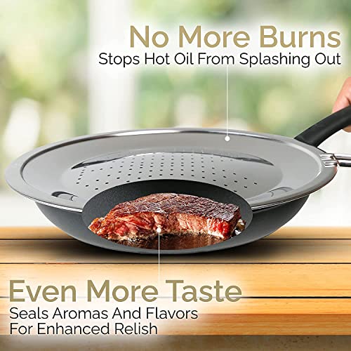 Soltreebundle Korea Grease Stainless Steel Splatter Screen For Frying Pan Cooking 28Cm/11Inch - Oil Splash Shield Guard To Stop Prime Burn - Non-Stick, Food Grade Universal Pan Cover (28Cm/11Inch) #TOP3