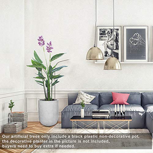 Aveyas 5Ft Artificial Canna Violet Tree With Purple Flower In Plastic Nursery Pot, Fake Plant For Office House Living Room Home Decor ( Indoor / Outdoor ) #TOP2