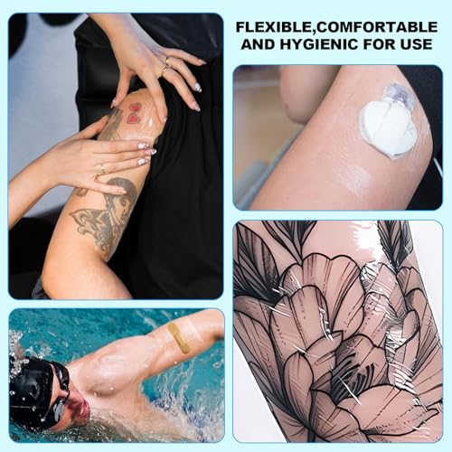 Image of Tattoo Aftercare Bandage Autdor 2 Rolls 6 inchx 2 Yard Second Skin Tattoo Cover Up Patch Waterproof Tattoo Bandages Breathable Tattoo Cover Up Tape Transparent Tattoo Wrap for Tattoo Cover Protection Film