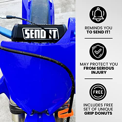 Image of SEND IT Handlebar Pad with FREE GRIP DONUTS - Universal Fit for Dirt Bikes and ATVs Crossbar (BLACK, Round)