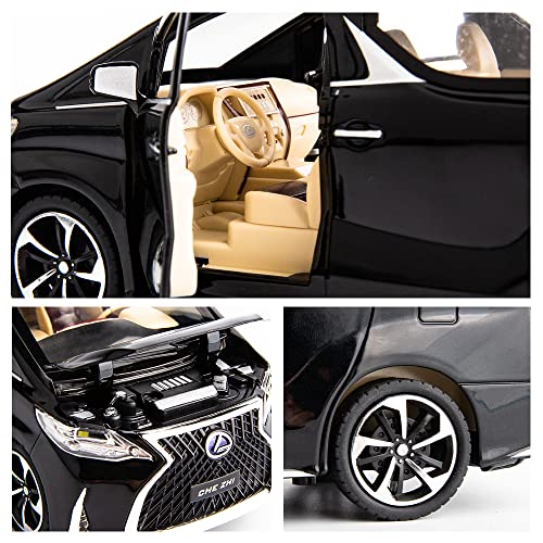 Image of Model Car 1 /24 Lexus Lm300 Alloy Pull Back Metal Collectible Toy Car with Light and Sound Toy Vehicle Door Can Be Opened, White