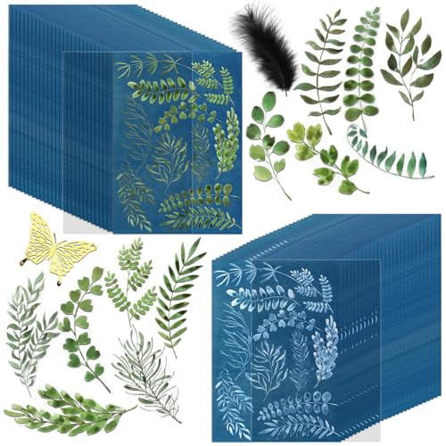 NOVWANG 80 Pcs Cyanotype Paper High Sensitivity Sun Print Paper Kit with 2 Sleeves and 1 Template DIY Arts and Crafts Project (5.8 x 4.1 Inch)