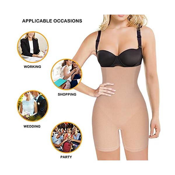 Nebility-Women-Waist-Trainer-Shapewear-Tummy-Control-Body-Shaper-Shorts-Hi-Waist-Butt-Lifter-Thigh-Slimmer Nebility Women Waist Trainer Shapewear Tummy Control Body Shaper Shorts Hi-Waist Butt Lifter Thigh Slimmer (XL/2XL, Beige)