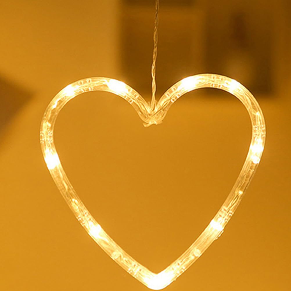 jojofuny Pack of 3 Candlesticks Heart Atmosphere Lamp Illuminated Valentine's Day Decorations Wedding Hanging Light Heart Ceiling Decorations LED Curtain Lights LED Heart Light Outdoor Light Window - Image 4