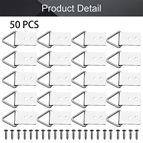 Image of MroMax 50PCS Ring Picture Frame Buckle 1.22 inch x 0.47 inch Silver Tone Assortment Kit for Home Decoration Picture Frames Photo Hanging Solutions