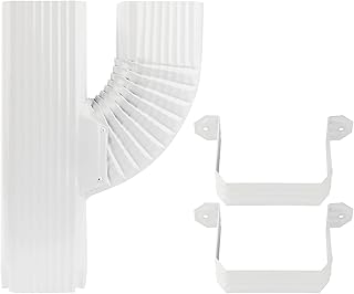 Downspout Gutter Upright Y Connector 3x4 Right White aluminum & 2 Downspout Gutter Strap 3x4