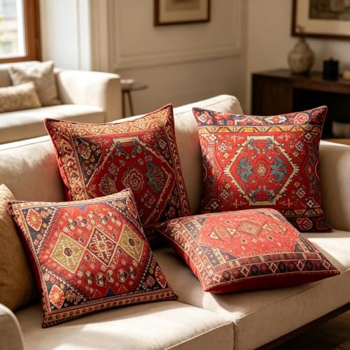 Multicolore ethnique bohémien : housse de coussin pour lit et canapé
