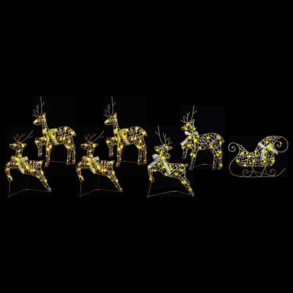 vidaXL LED Rentiere mit 40 LEDs 7 pcs Gold PET, Wohnzimmer, Art Deco Weihnachtsdeko, LED Rentier Ornament, festliche Lichter, Innendekoration