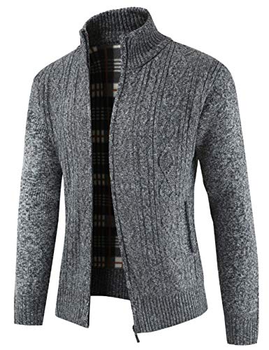 Men's Vintage Button Up Cable Knitted Chunky Longline Cardigan Outerwear Long Sleeve Zipper Sweater Jumpers