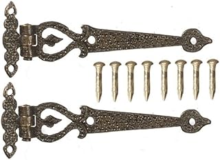 Melody Jane Dolls Houses Dollhouse Large Ornate T Hinges Antique Gold Miniature DIY Fittings Hardware