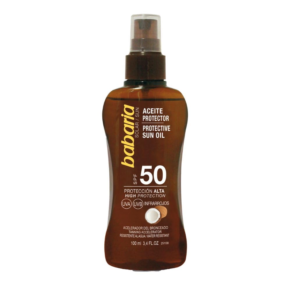 Babaria - Kokos Sonnenschutzöl SPF 50 | Bräunungsöl mit Lichtschutz | Bronzer Körperöl | Kokosnuss Sonnenpflege