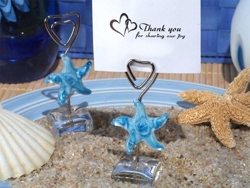 Murano Blue Glass Starfish Place Card Holder [SET OF 1]