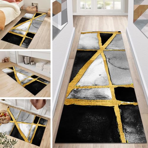 Tappeti for corridoio, tappeto lungo for corridoio in oro nero, tappeto antiscivolo, tappeti stretti lavabili for ingresso, cucina, lavanderia, corridoio, larghezza 60 cm, 70 cm, 80 cm(60x100cm/2ftx3.