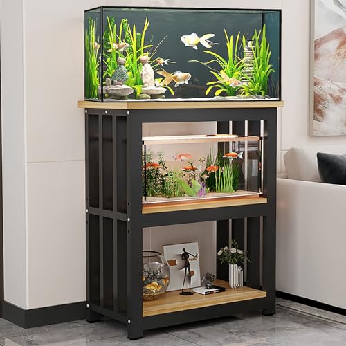 Supporto per acquario con struttura in metallo resistente per acquari di pesci e rettili, scaffale a 3 livelli per casa e ufficio, mensola durevole per serbatoio tartarughe