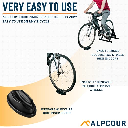 Alpcour Bike Front Wheel Riser Trainer Block With Anti-Skid Design – Compatible With Stationary, Mountain And Road Bikes – Natural Riding Position Set -Up For Indoor Training #TOP1