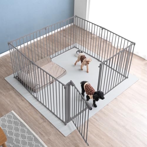 タンスのゲン ペットサークル 実用新案登録【シニア犬も安心】151cm×151cm バリアフリー設計 折り畳み 頑丈 組み替え可能 64900011(105268)（Amazon）