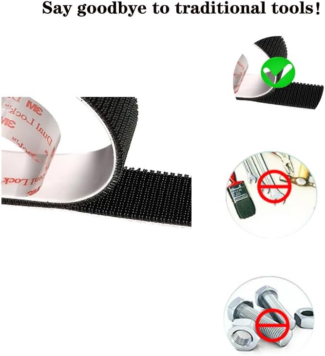 Dual Lock Fastener, EZ Pass Holder Mushroom Shaped Sticky Hook Lock Mounting Tape, Heavy Duty Mounting Tape Reclosable Durable for Home Office, 20Pcs 1"*2" SJ3551 400 Black White Adhesive