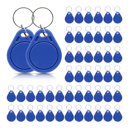 50 PCS ID 125KHz RFID Writable Re-writable T5577 Key Fob Tag for RFID Writer Hotel Key Blue Color
