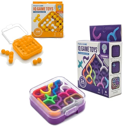 Image of IQ Puzzle Combo Set for Kids & Adults | Brain Teaser Logic Toy with 24+ & 300+ Challenges | Educational Travel Mind Game | Single Player Age 6+