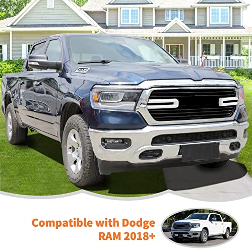 Image of Front Grille Inserts Trim Cover Grill U Bar Cover Frame Decoration Exterior Accessories for Dodge RAM 2018 2019 2020 2021 2022,white