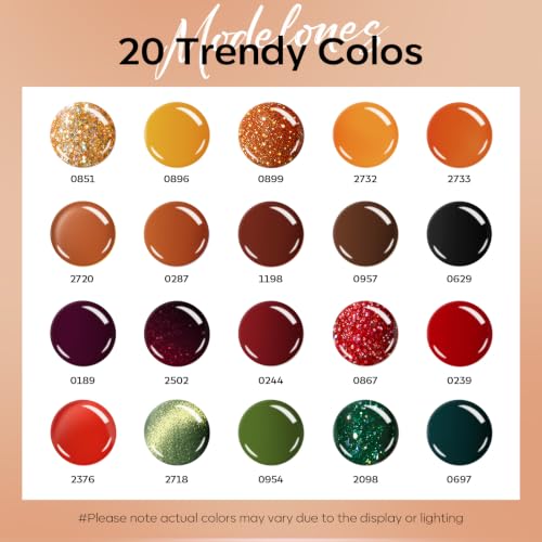 Image of modelones Gel Nail Polish Set Jelly Glitter 20 Colors Primer Top Base Coat