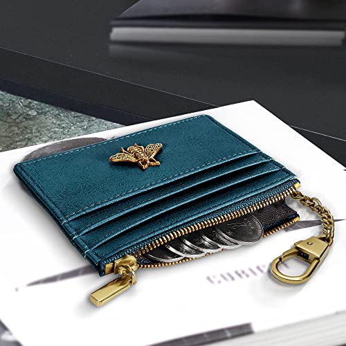 Image of SEAVILIA Card Holder Keychain Wallet for Women with ID Window RFID Coin Purse Bee Gifts Slim Minimalist Small Wallet
