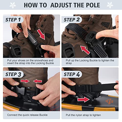 Gpeng Snowshoes For Men Women Youth Kids, Lightweight Aluminum Alloy All Terrain Snow Shoes With Adjustable Ratchet Bindings With Carrying Tote Bag,14"/21"/ 25"/27"/ 30"(Black, 21 Inch) #TOP3