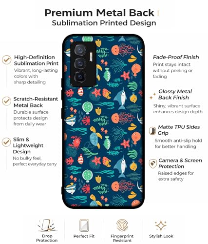 Image of Aquarium Texture Design Premium 2D Printed Metal Back Case Cover for Vivo V23E 5G / Y75 4G