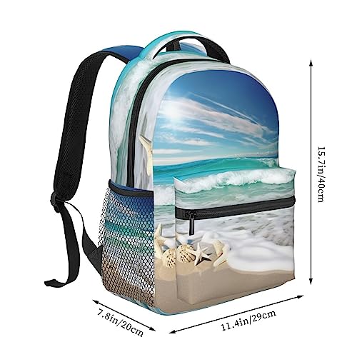 Sac à dos de voyage noir avec motif plage océanique en taille unique - 2