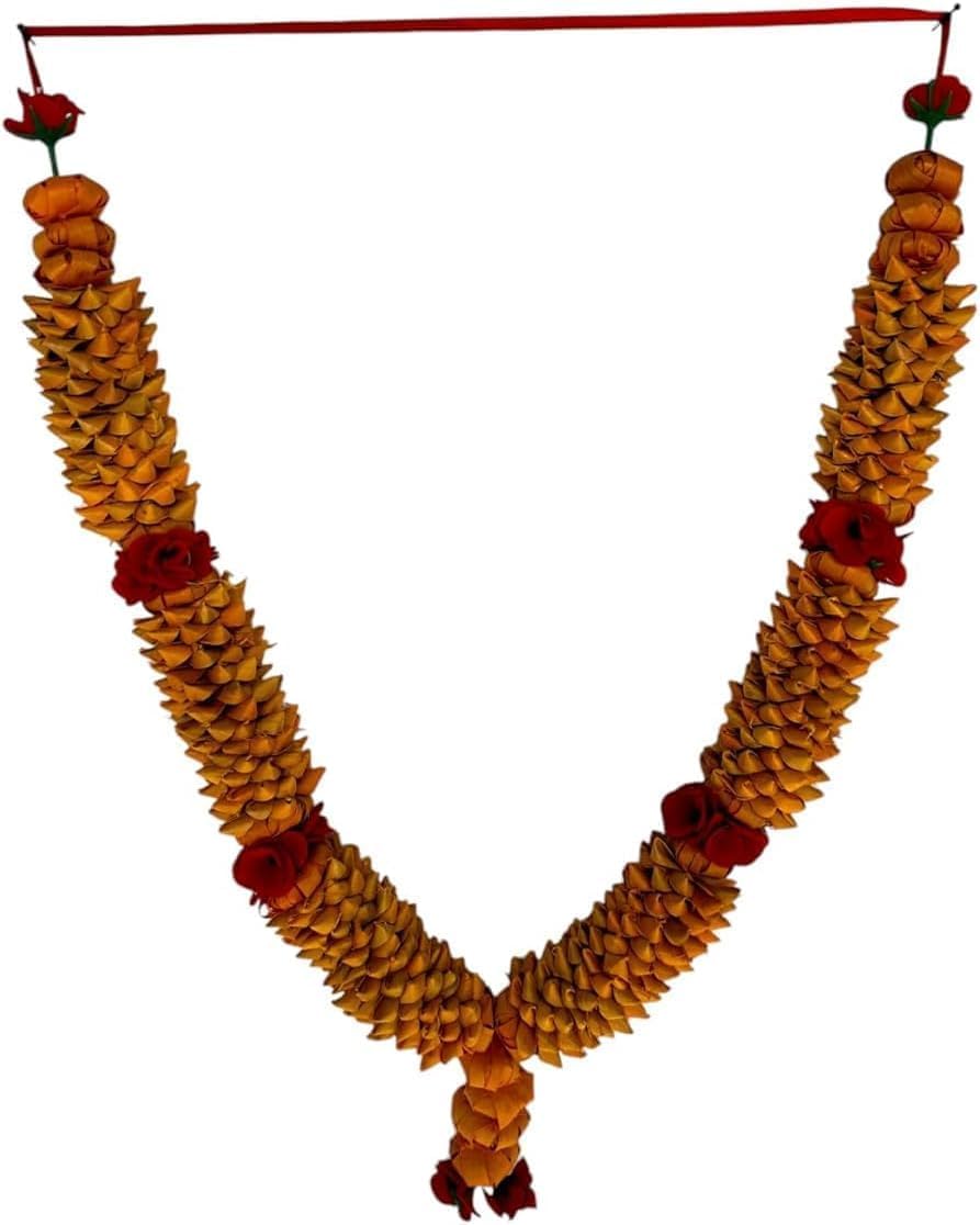 Rastra Mangal Store Chandan Haar Mala Garland for God and Pitra/Ancestors/Loved Ones Photo Frame & Idols (Yellow) (Step -3) 60cm /23.6 inch