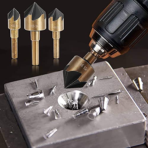 Aleric AMY-10 Countersink Drill Bit Set,High Speed Steel Counter Sinker Drill Bit 5Pcs 5 Flute 6Mm Hex Shank thumb #5