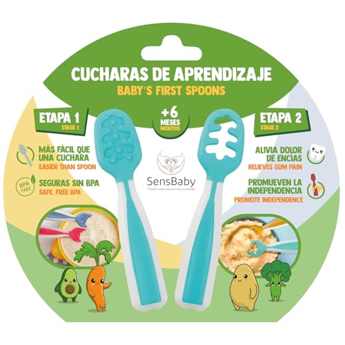 Cuchara Bebe Aprendizaje - Precucharas Bebe Blw para Primeros Alimentos, Cuchara Silicona Bebé 6 Meses Recomendadas por Nutricionistas, Cubiertos, Alimentacion Complementaria, Baby Led Weaning