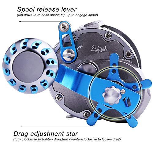 Image of Sougayilang Line Counter Trolling Reel Conventional Level Wind Fishing Reel
