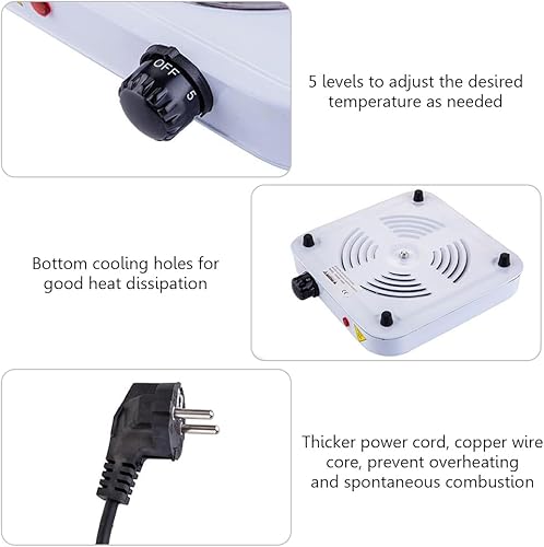 Miniatura 4 de Quemador de encimera compacto y portátil, quemador de hierro fundido doble para encimera, 2000 vatios, controles de temperatura de placa caliente