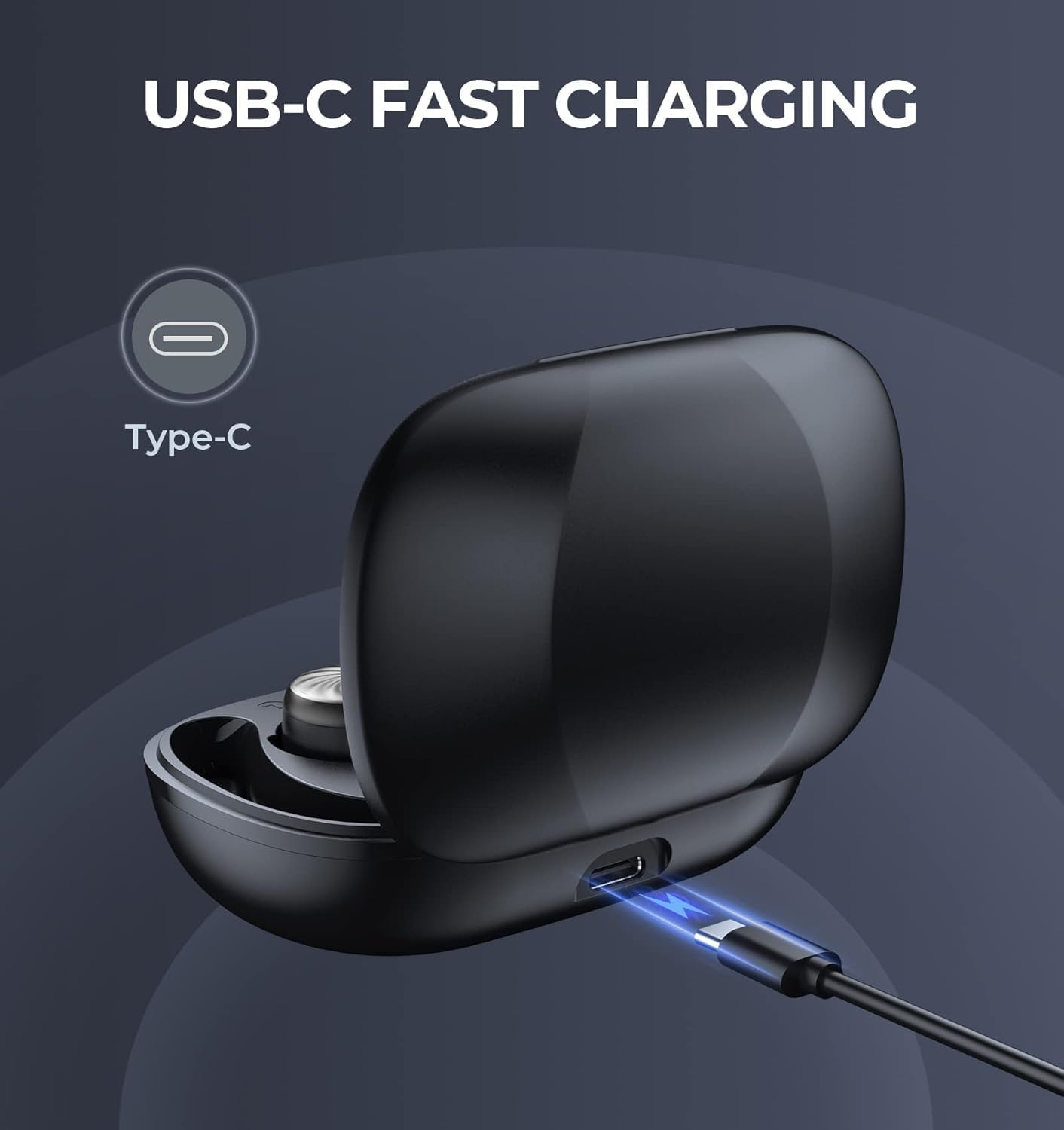 Wireless Earbuds Bluetooth Sports Earhooks Headphones in Ear Buds 50H Playback IPX7 Waterproof Sports Earphones Deep Bass with LED Power Display Earhooks Headset for Running,Black