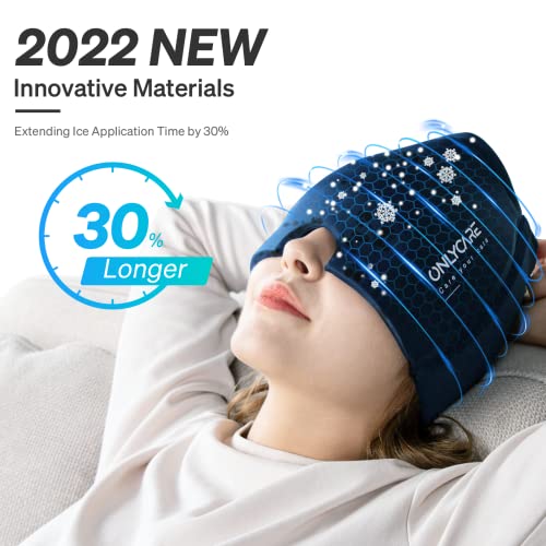 Onlycare Migraine Relief Cap, Upgraded Odorless Migraine Ice Head Wrap, Headache Relief Hat For Migraine, Headache Eyes Mask Gel Ice Cold Pack #TOP2