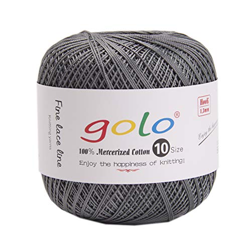 Image of golo Cotton Crochet Thread Balls Size 10 Cotton Knitting Thread Yarn for Crochet (Black Silver) 6-196