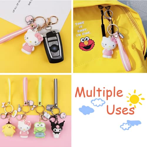 7Pcs Cute Keychain Set Anime Cartoon Figure Pendant Kawaii Car Keychain Accessories For Women #TOP6